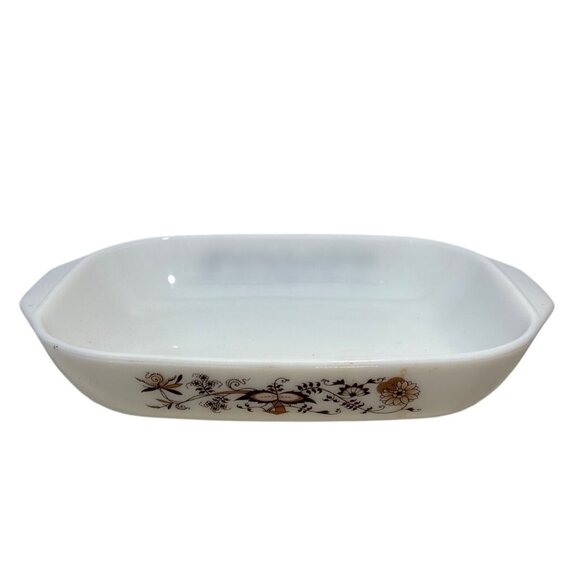 Pyrex England Rectangle Casserole Dish Brown Vine MCM11 x 9" Handles Vintage - Picture 1 of 9
